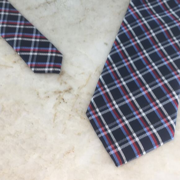 US POLO ASSOCIATION NAVY RED WHITE & BLUE PLAID NECKTIE - Picture 6 of 12
